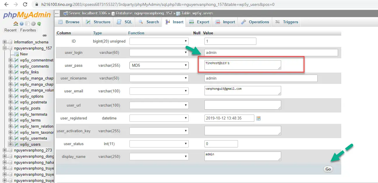 Hướng dẫn đổi mật khẩu Admin bằng phpMyAdmin