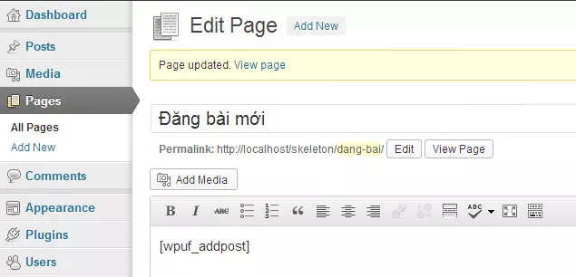 Tạo trang đăng bài dành cho thành viên trong WordPress