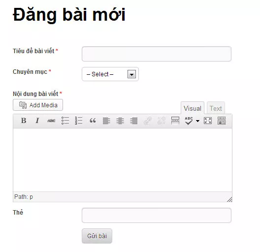 Tạo trang đăng bài dành cho thành viên trong WordPress